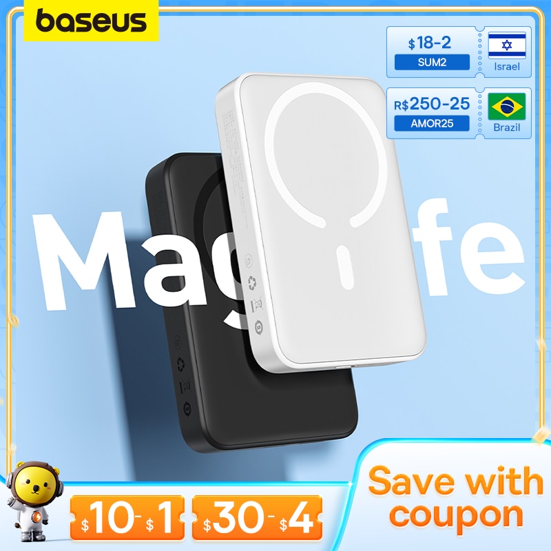 Baseus Power Bank 10000mAh Mini Magnetic Wireless Fast Charge with Auto-wake For iPhone 14 13 12 Pro Max Magsafe