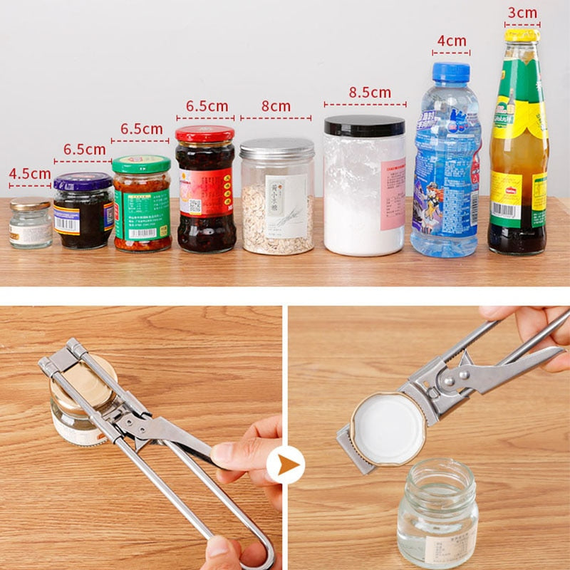 Can Opener Adjustable Stainless Steel Non-Slip Multifunction Manual Jar Bottle Opener