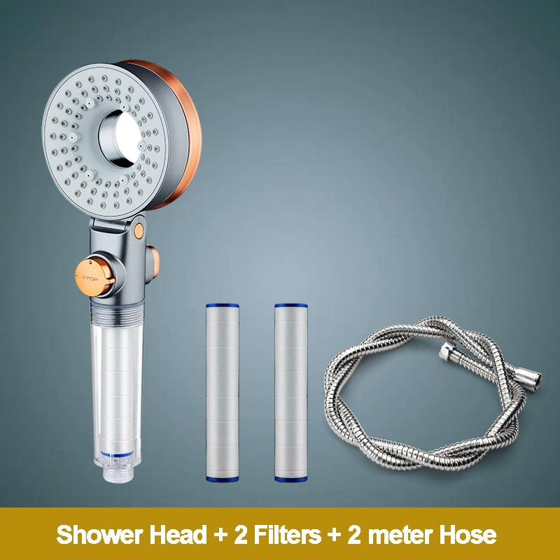 ZhangJi Double Sided Unique Shower Head Bathroom 3 Jettings Water Saving Filtration Round Rainfall Adjustable Nozzle Sprayer