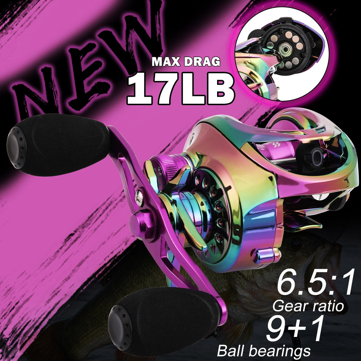 Sougayilang Fishing Reels 6.5/7.2:1 Gear Ratio High Speed Baitcasting Reel with Aluminum Spool