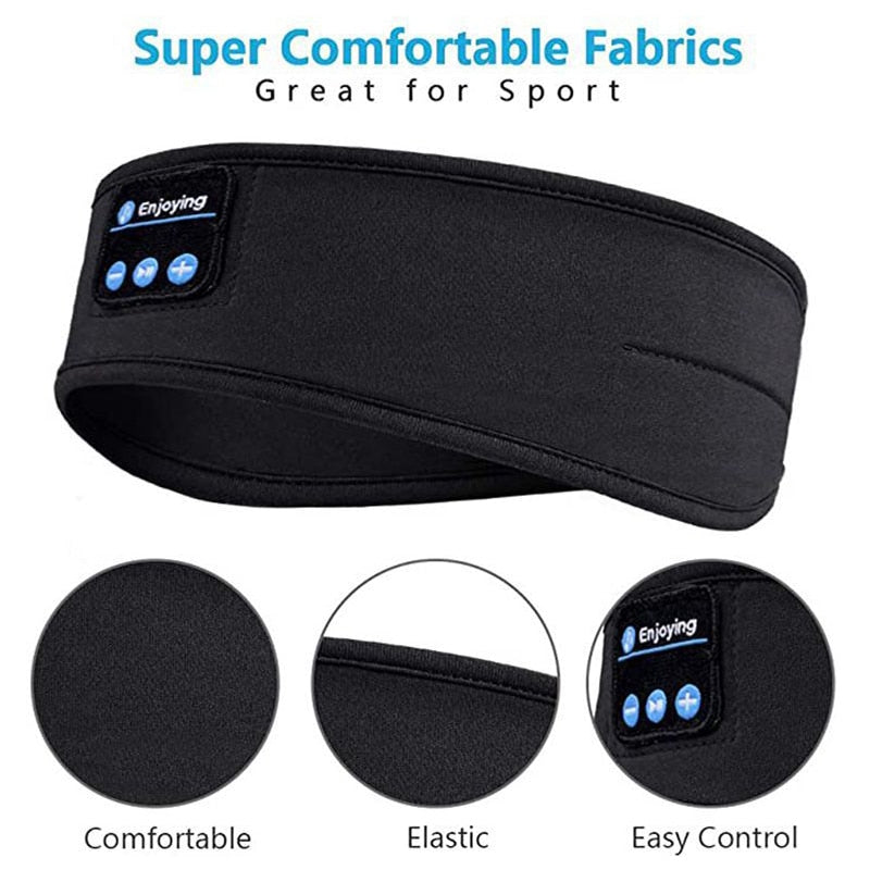 Bluetooth Headband Soft Elastic Comfortable to sleep listen to Wireless Music can be used Head/ Eye Mask