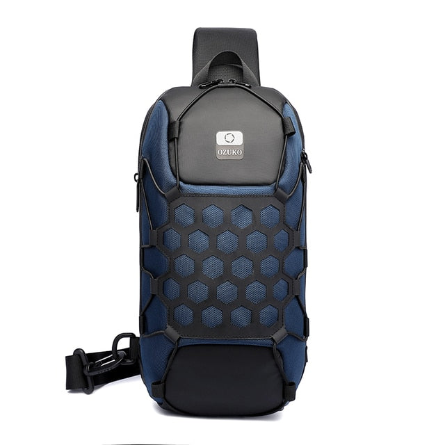 OZUKO New Men Chest Bag Anti Theft Crossbody Bag for Mens USB Charge Sling Bag Outdoor Male Chest Pack Short Trip Messenger Bags