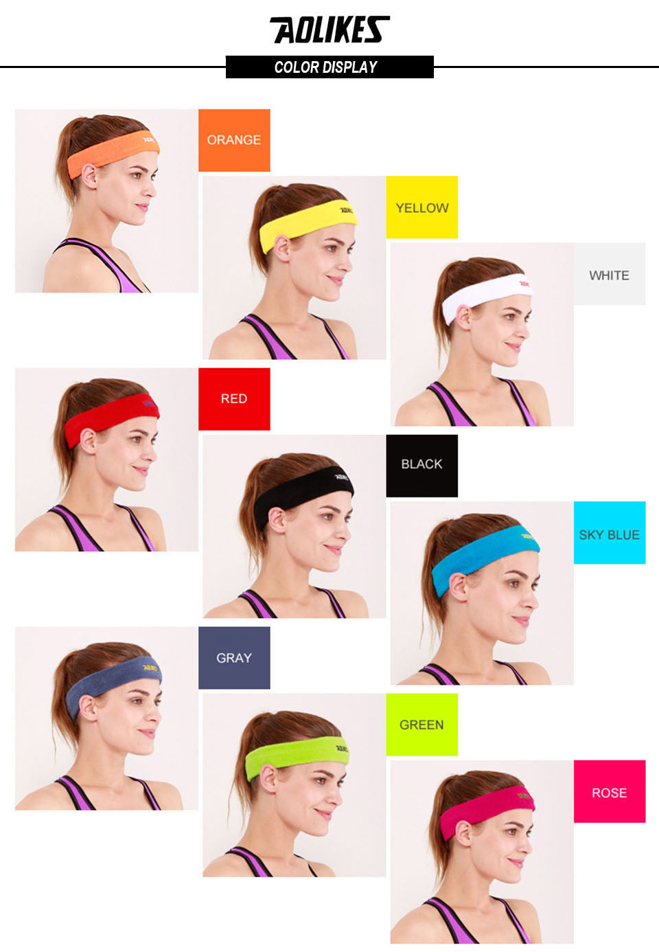 AOLIKES 1PCS High Quality Cotton Sweat Headband