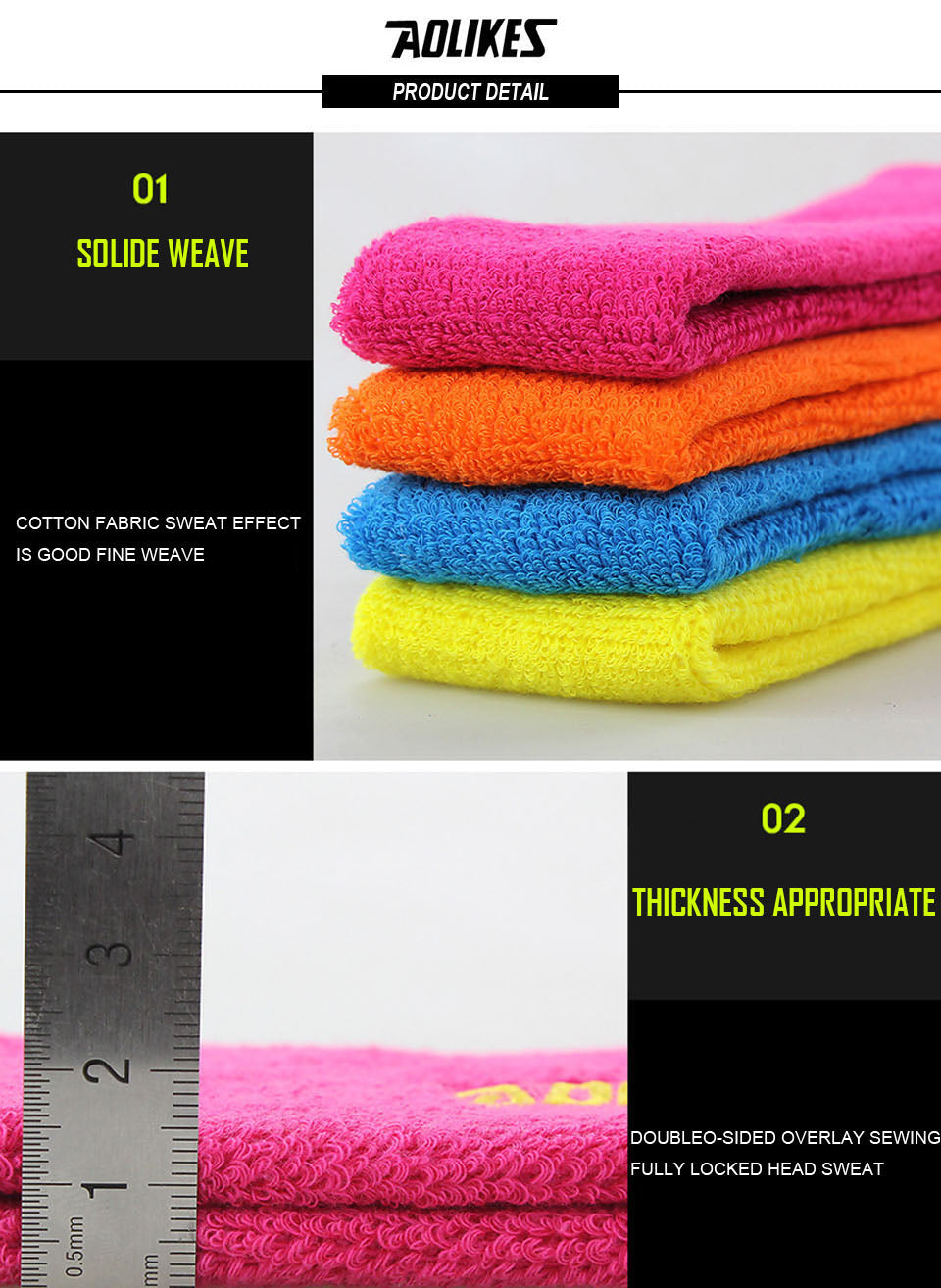 AOLIKES 1PCS High Quality Cotton Sweat Headband