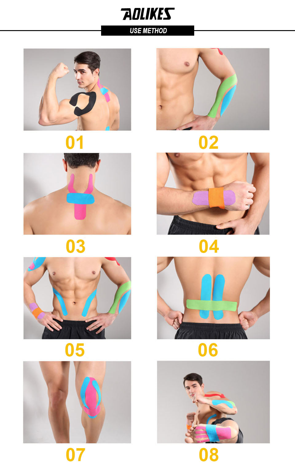 AOLIKES 2 Size Kinesiology Tape