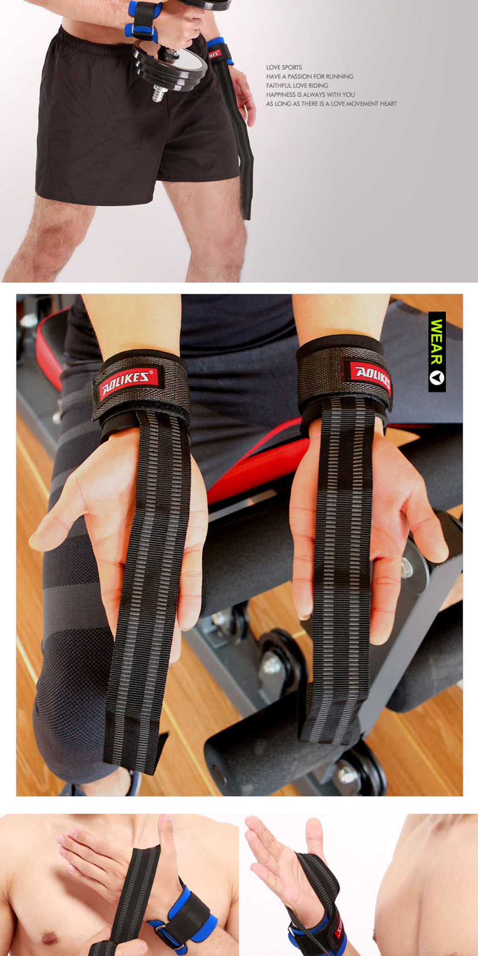 AOLIKES 2PCS/Lot Gym Sport Wristband