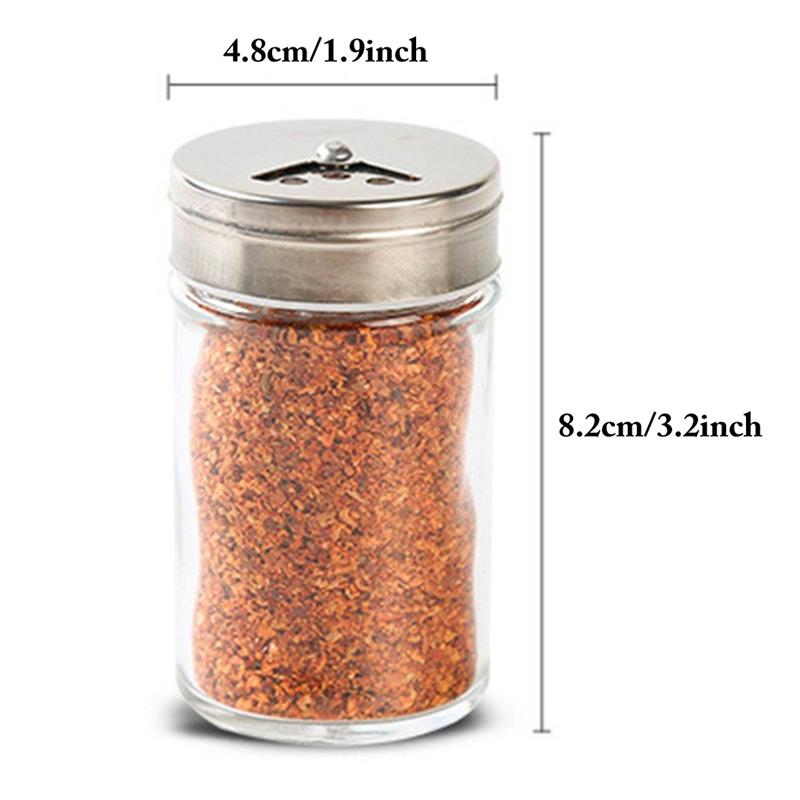 3/6pcs Stainless Steel Lid Glass Seasoning Bottle
