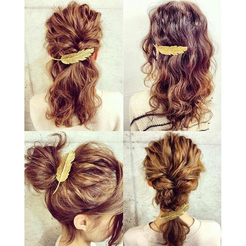 1PCS Leaf Feather Hair Clip