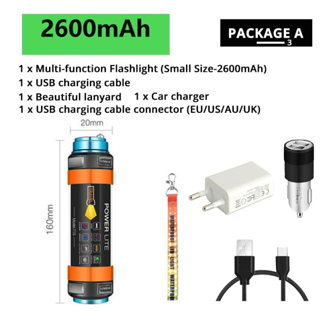 Multifunctional Rechargeable LED Flashlight
