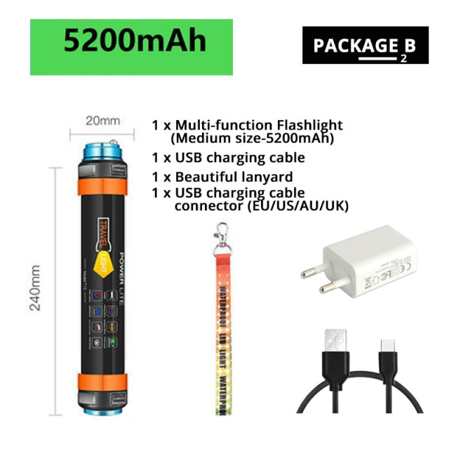Multifunctional Rechargeable LED Flashlight