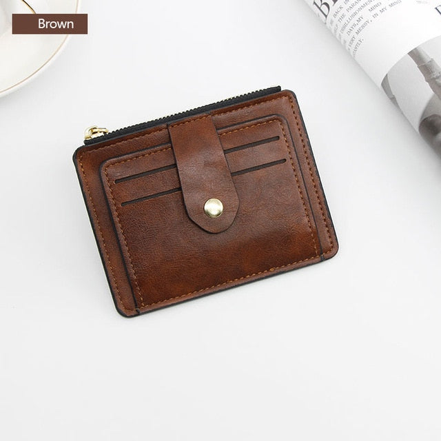 Small Credit ID Card Holder Wallet with Coin Pocket - Multiple Colors Available