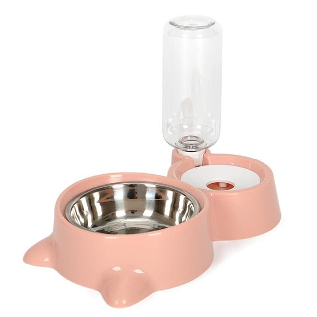 2-in-1 Cat Bowl Water Dispenser and Food Bowl Food Container