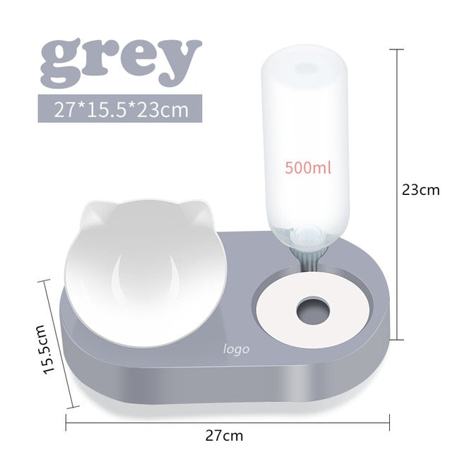2-in-1 Cat Bowl Water Dispenser and Food Bowl Food Container