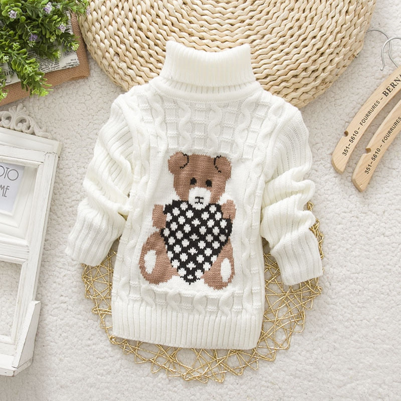 PHILOLOGY 2T-8T bear thick Knitted Turtleneck