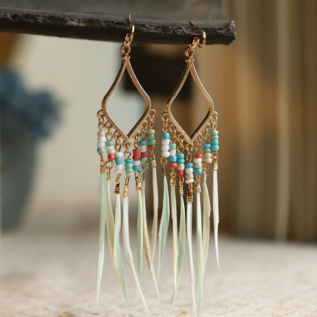 Women's Geometric Long Tassel Dangle Earrings
