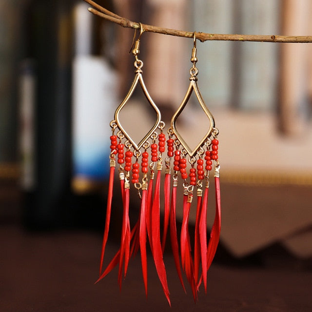 Women's Geometric Long Tassel Dangle Earrings