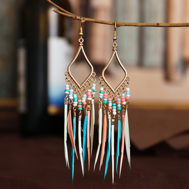 Women's Geometric Long Tassel Dangle Earrings