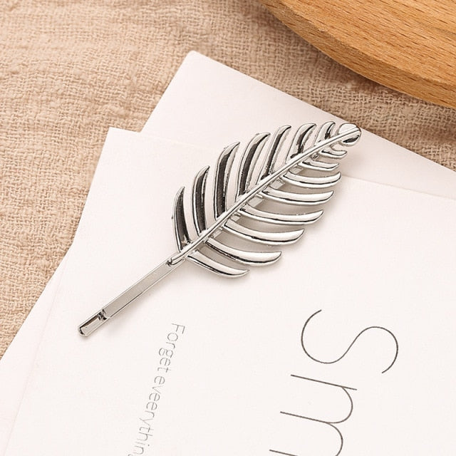 1PCS Leaf Feather Hair Clip