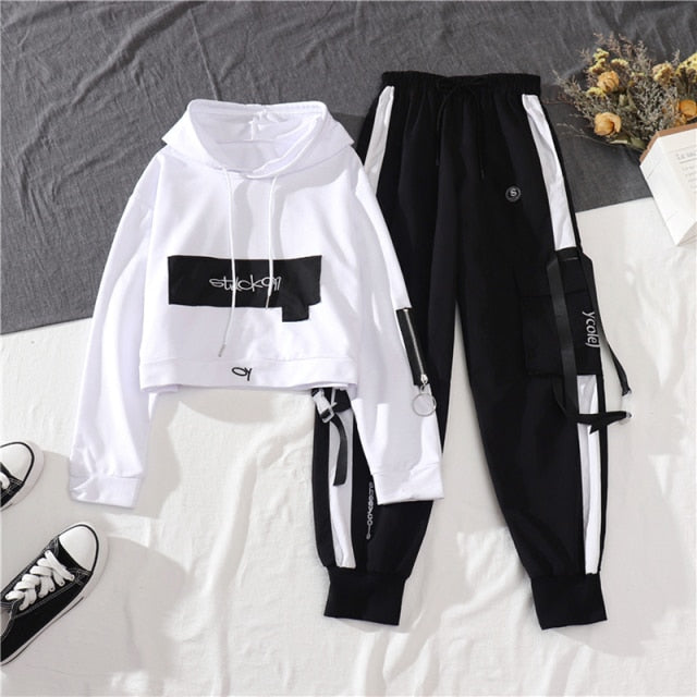 Female Streetwear Cargo Pants Loose High Waist Joggers