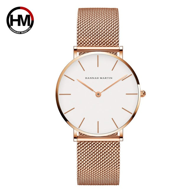 Sahara Desert Dial Japan Quartz Wristwatch Stainless Steel Rose Gold Waterproof Watch for Women