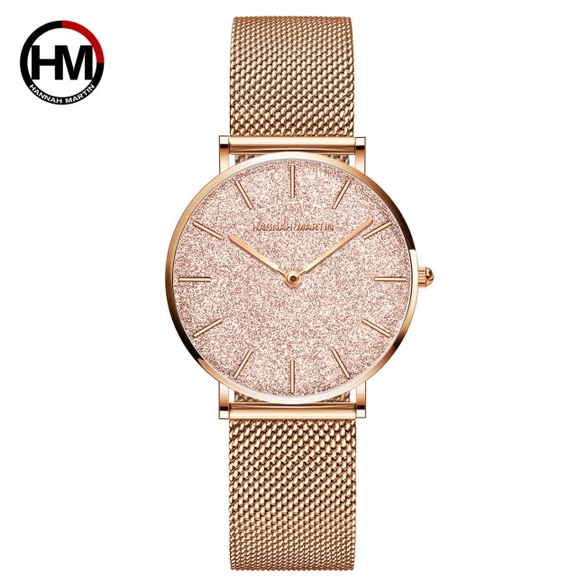 Sahara Desert Dial Japan Quartz Wristwatch Stainless Steel Rose Gold Waterproof Watch for Women