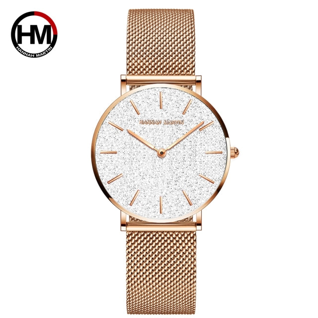 Sahara Desert Dial Japan Quartz Wristwatch Stainless Steel Rose Gold Waterproof Watch for Women
