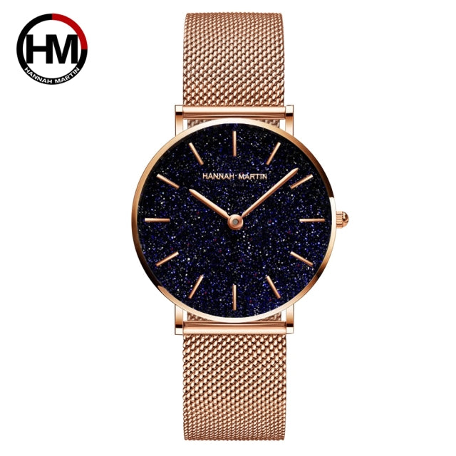 Sahara Desert Dial Japan Quartz Wristwatch Stainless Steel Rose Gold Waterproof Watch for Women