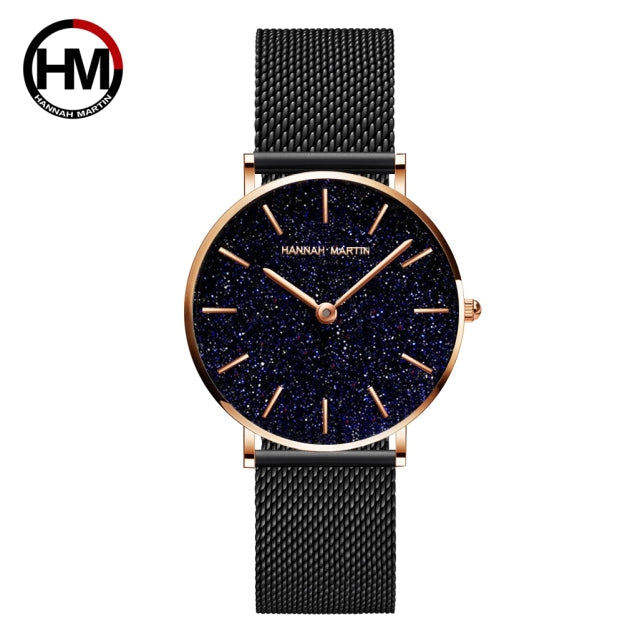 Sahara Desert Dial Japan Quartz Wristwatch Stainless Steel Rose Gold Waterproof Watch for Women