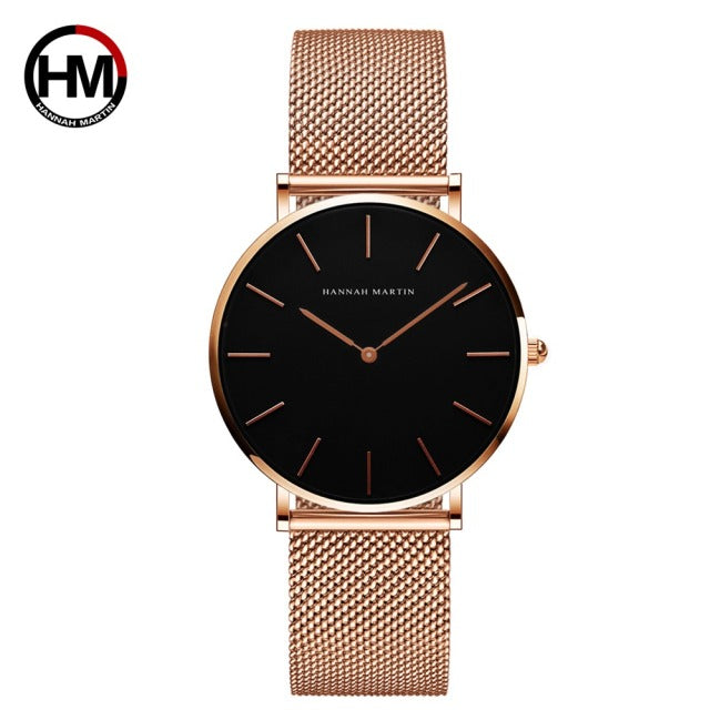 Sahara Desert Dial Japan Quartz Wristwatch Stainless Steel Rose Gold Waterproof Watch for Women