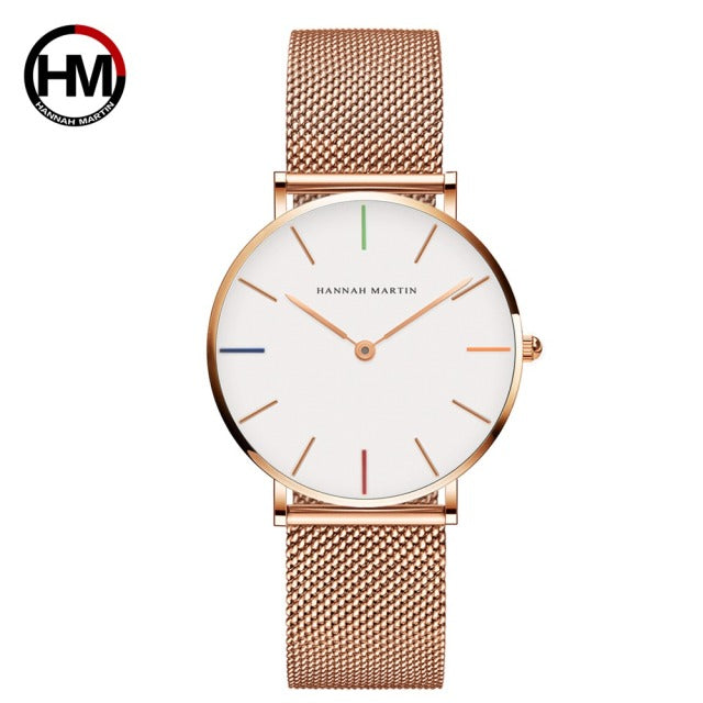 Sahara Desert Dial Japan Quartz Wristwatch Stainless Steel Rose Gold Waterproof Watch for Women