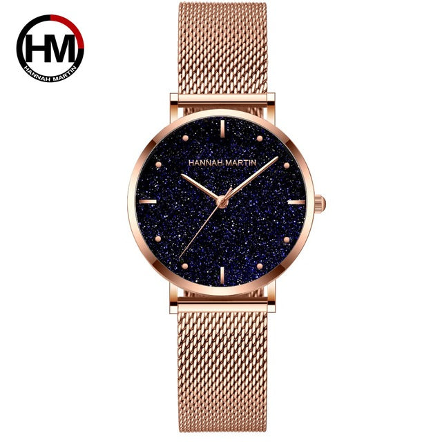 Sahara Desert Dial Japan Quartz Wristwatch Stainless Steel Rose Gold Waterproof Watch for Women