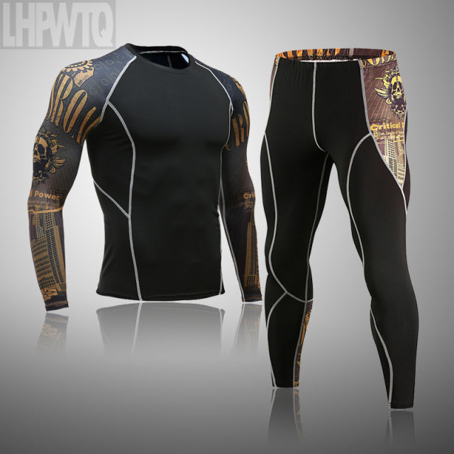 Men's Thermal underwear Set MMA Fitness leggings