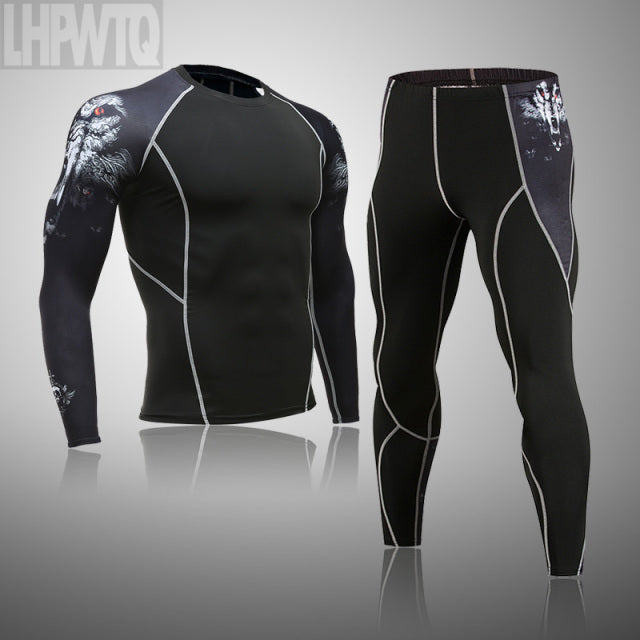 Men's Thermal underwear Set MMA Fitness leggings