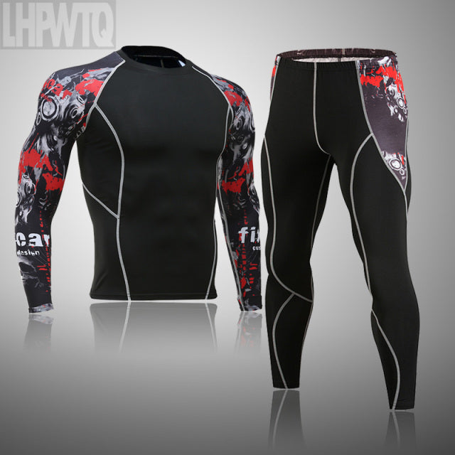 Men's Thermal underwear Set MMA Fitness leggings