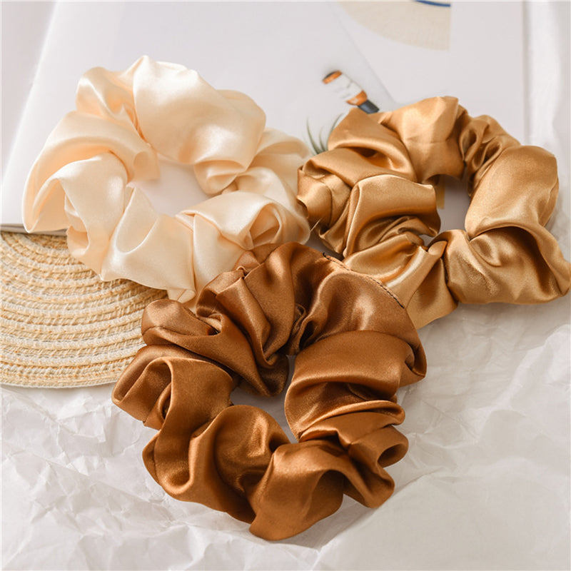 Silk Scrunchie Elastic Handmade 1PC Satin Silk Solid Color