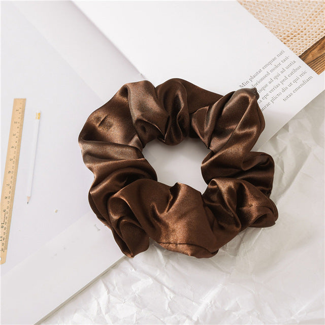 Silk Scrunchie Elastic Handmade 1PC Satin Silk Solid Color