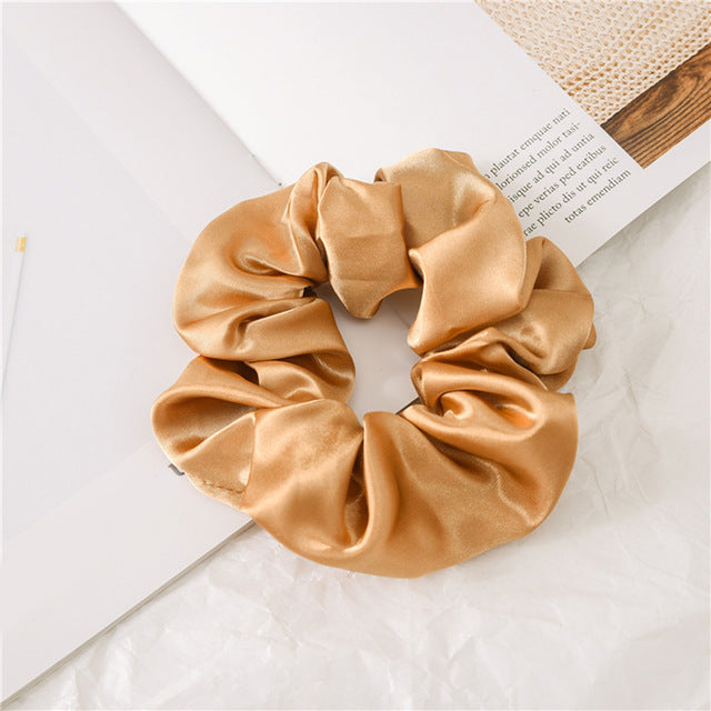 Silk Scrunchie Elastic Handmade 1PC Satin Silk Solid Color