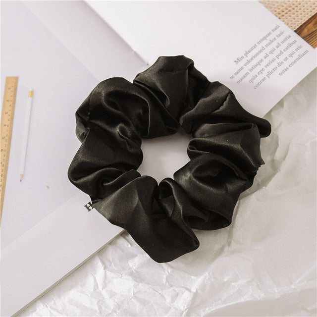 Silk Scrunchie Elastic Handmade 1PC Satin Silk Solid Color