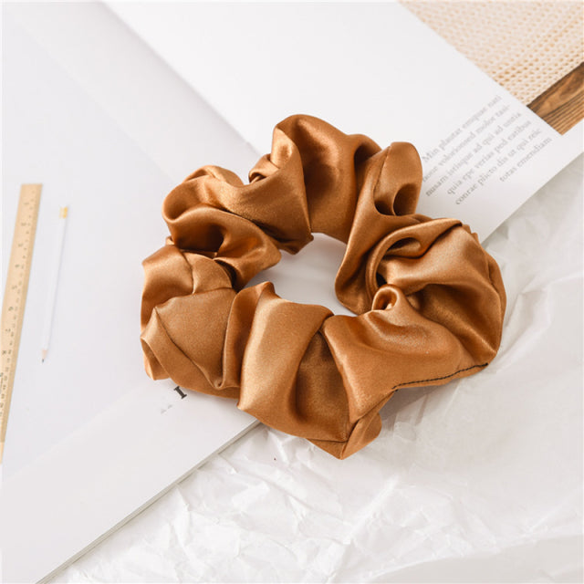 Silk Scrunchie Elastic Handmade 1PC Satin Silk Solid Color
