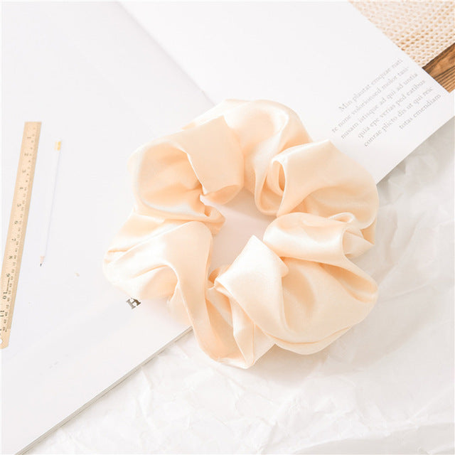 Silk Scrunchie Elastic Handmade 1PC Satin Silk Solid Color