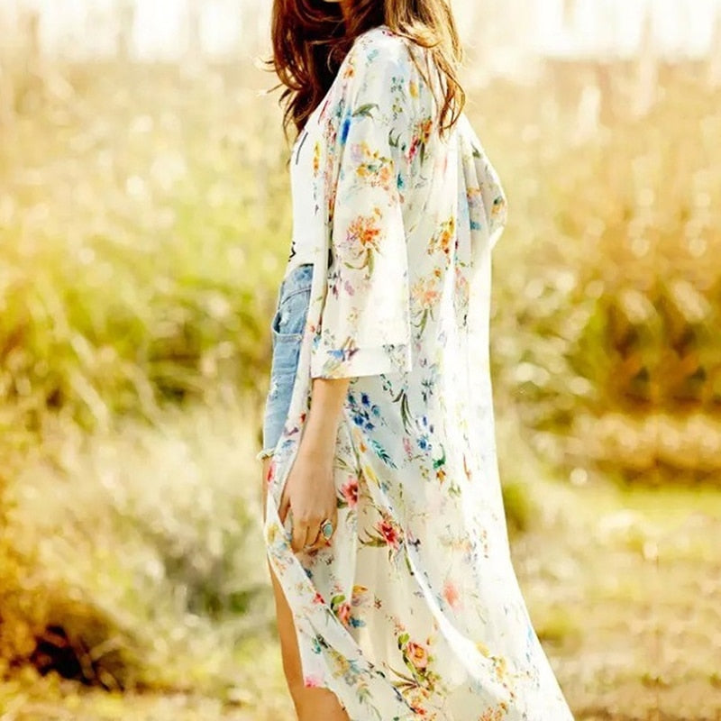 Vintage Floral Long Cardigan