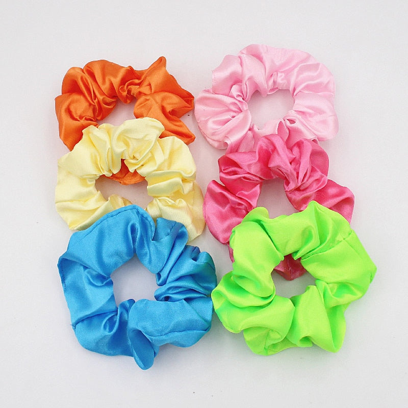 6pcs/lot Silky Satin Hair Scrunchies