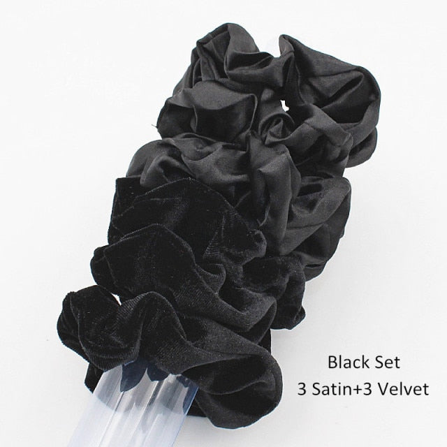 6pcs/lot Silky Satin Hair Scrunchies