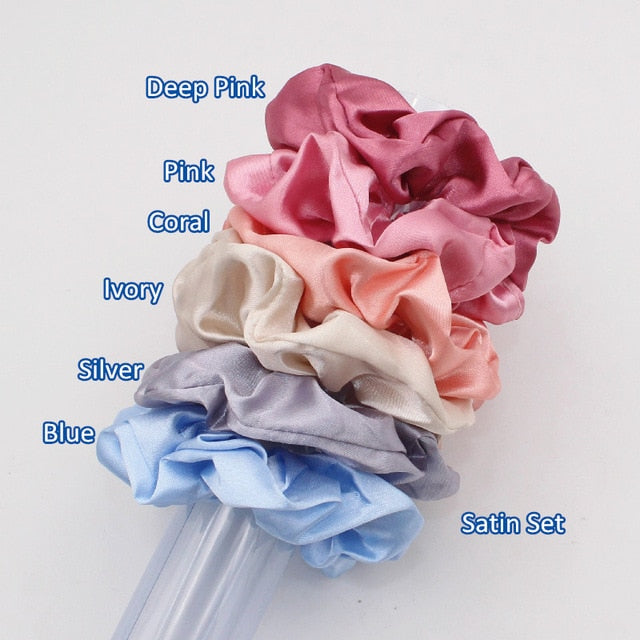 6pcs/lot Silky Satin Hair Scrunchies
