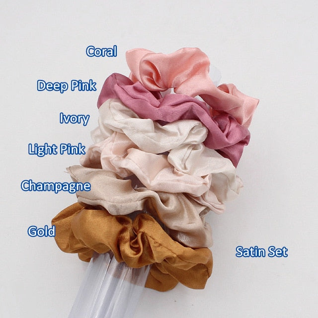 6pcs/lot Silky Satin Hair Scrunchies