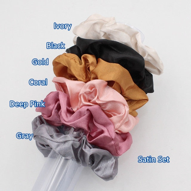 6pcs/lot Silky Satin Hair Scrunchies