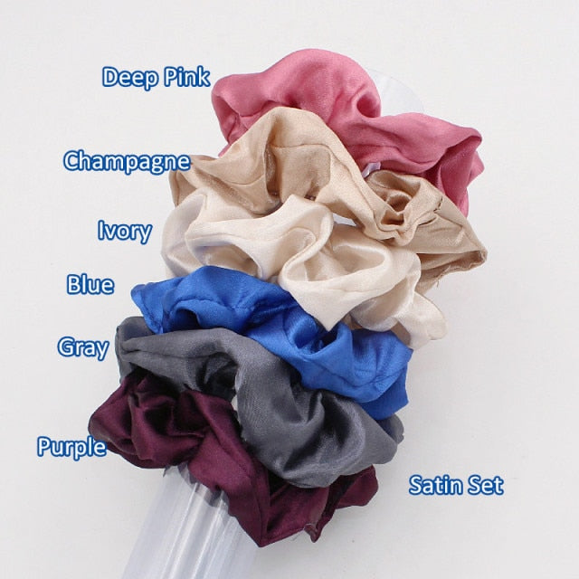6pcs/lot Silky Satin Hair Scrunchies