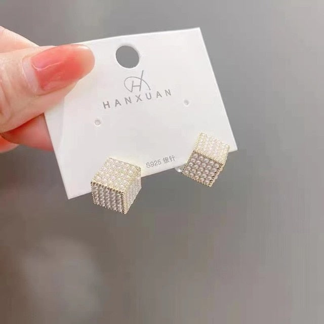 Pineapple Pearl Earrings / Starfish Pearl Earrings / Geometric Pearl Earrings