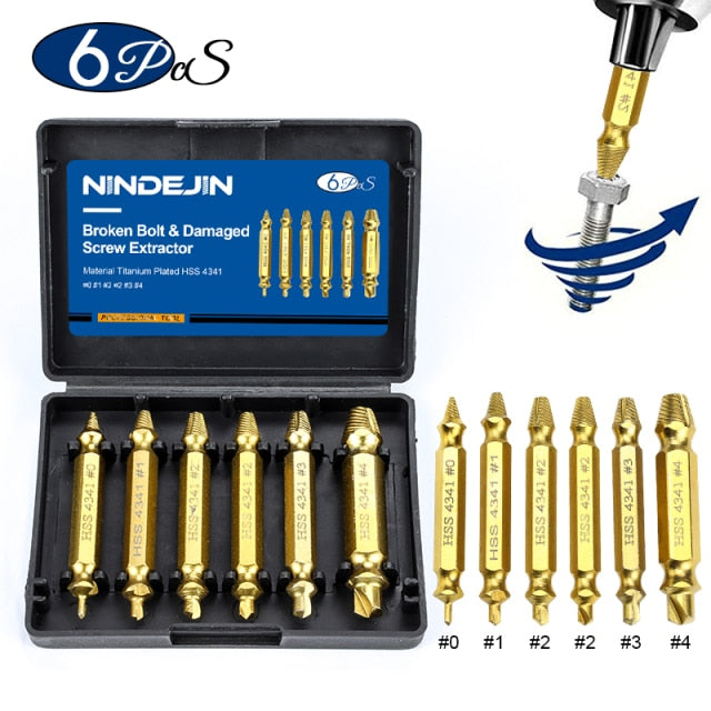 NINDEJIN 4/5/6pcs Damaged Screw Extractor