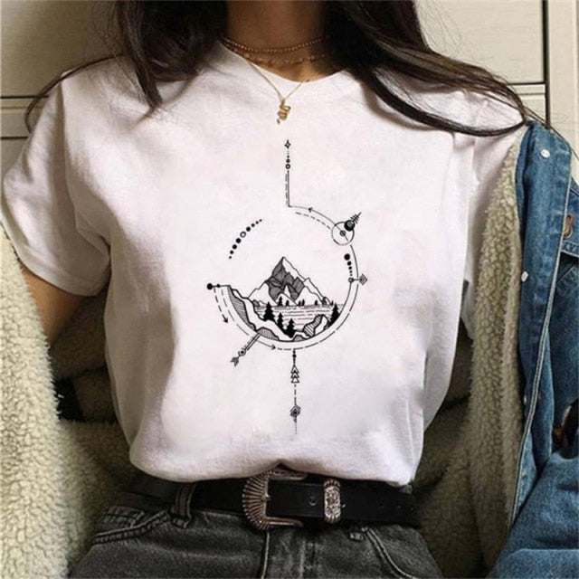 Print Casual Moon and Outdoor T Shirt Designs for Women